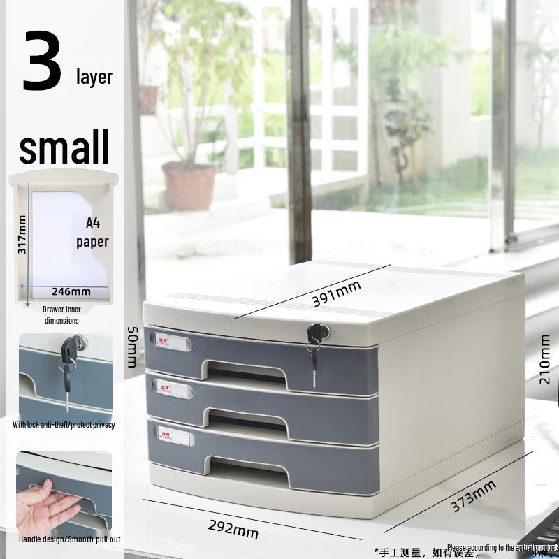 Lockable Multi-Layer A4 File Cabinet Drawer - Plastic Office Storage Box