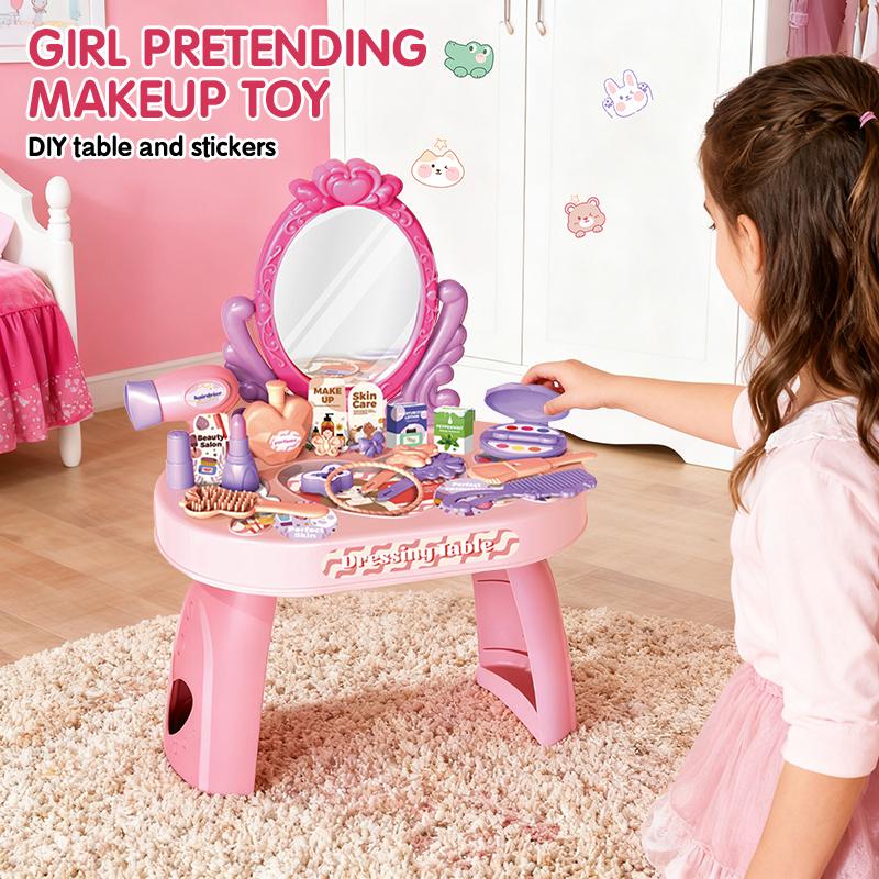Non-Toxic 30Pcs Kids Dressing Table Toy Children Simulation Home Makeup And Makeup Jewelry Box Pretend Play Toys For Children Birthday Gift