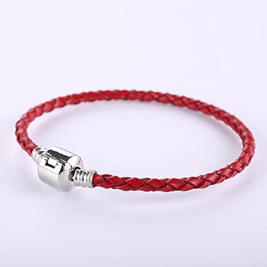 И Кожа Красный и Счастливый Круг Защита от Добра Модный Аксессуар Женский Мужской Браслет, Серебро, Бусины, Браслет, Зло, Удача, Амулет, Унисекс,