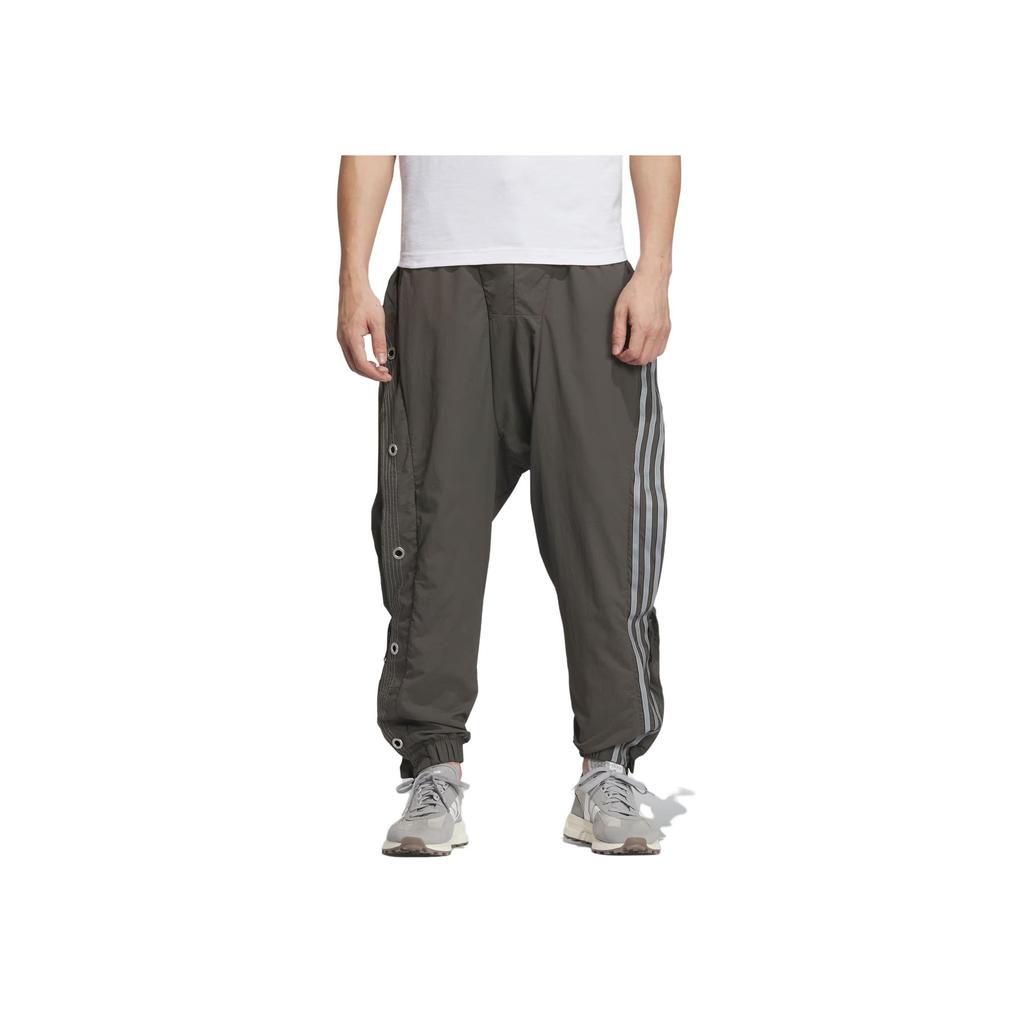 Adidas Коллаборация Originals X Hamcus, осень-зима 23, три полоски, застежка на пуговицы сбоку, спортивные длинные брюки унисекс, темно-армейско-зеленые IX7078