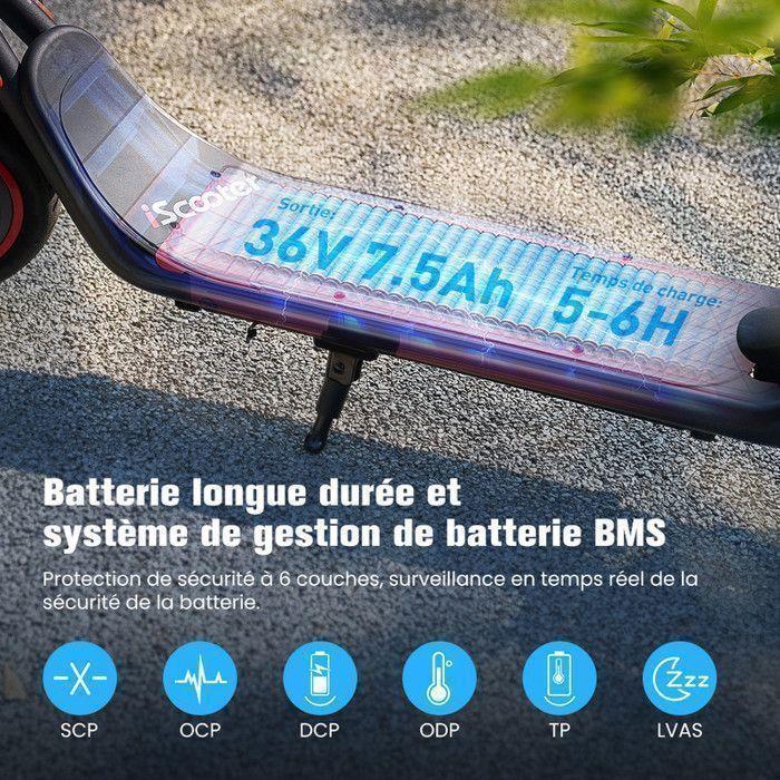 Trottinette Électrique iScooter i9M 10'' Moteur 500W 36V7.5Ah Autonomie 30 km - APP - Charge 120 kg Pliable Noir Pour Tout