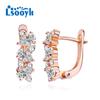 LSOOYH серьги-клипсы цвета розового золота, модные серьги для женщин, серьги-гвоздики с полым цирконием, ювелирные изделия