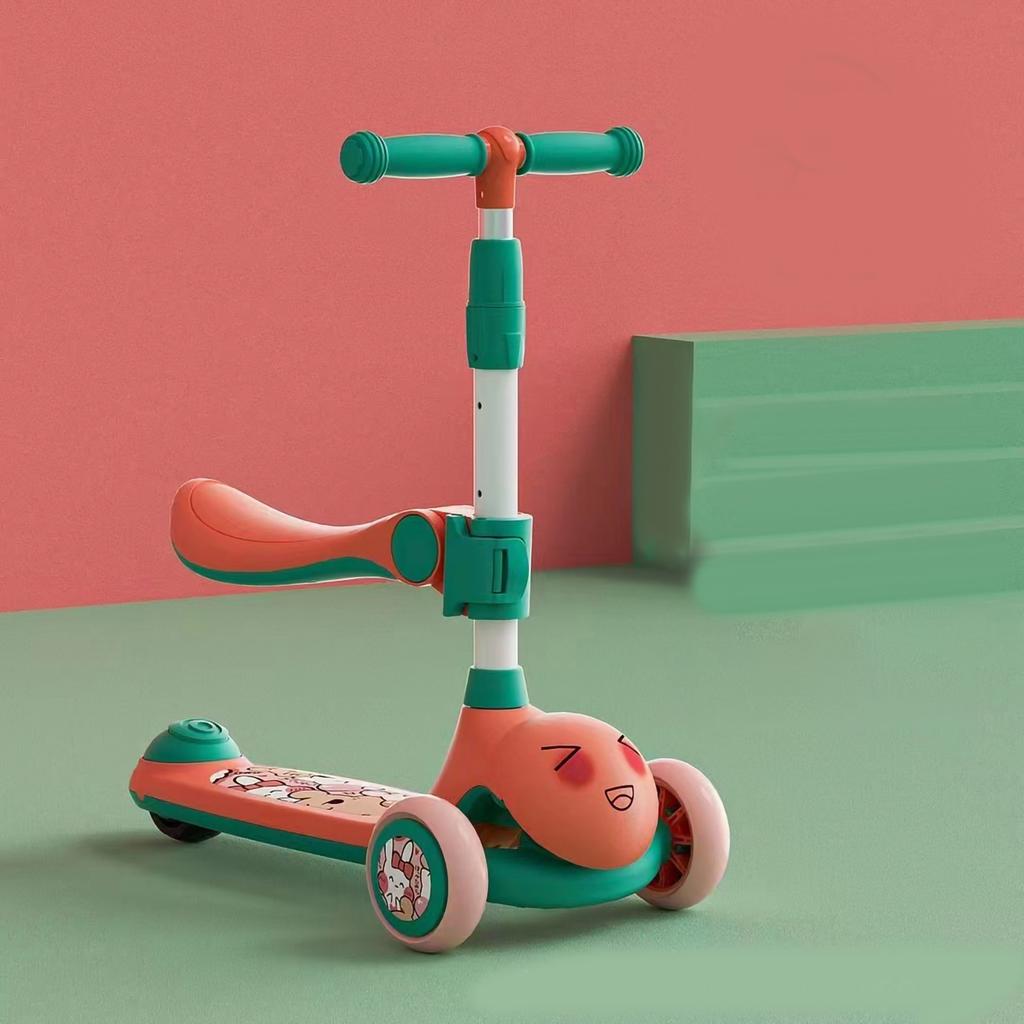 Самокат с подсветкой и колесами, устойчивый, в форме мультфильма, для активного отдыха детей, красный с