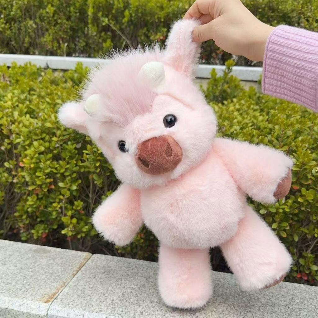 Highland Cattle Plush Toy Running Cow Stuffed Animal Adorable Scottish Highland Cow Plushie Soft Animal Gift For Kids Adults