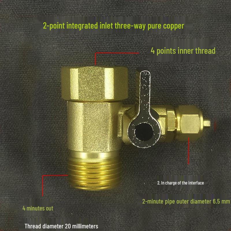 Household Water Purifier Inlet Tee Valve Connector, 4-to-2/3-point Ball Valve Switch