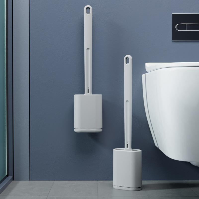 Туалетная щетка из нержавеющей стали, Щетка для чистки туалета из мягкой резины с подставкой, Без мертвых углов, Настенный набор для туалетной щетки