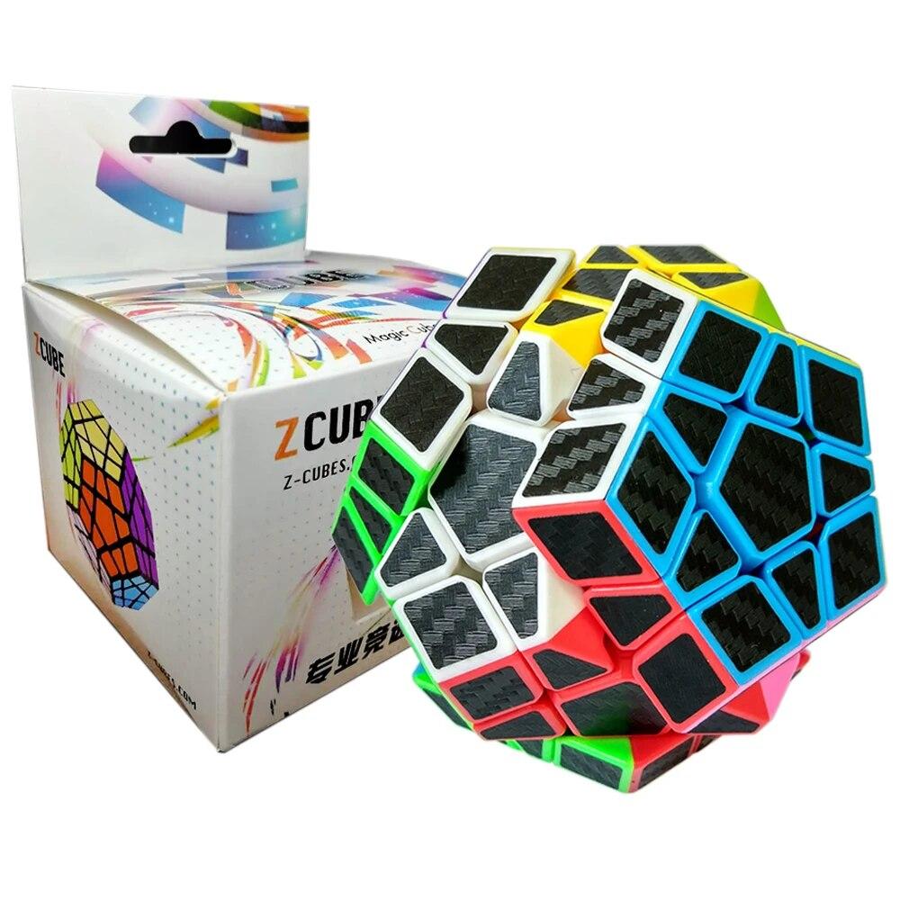 Megaminx 3x3 ZCUBE Puzle Cubo Megico Pentagon 3 By 3 Z-CUBE Megamix Magic Cube Stickerless Carbon Fiber Z CUBE Puzzle Black Side
