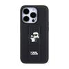 Karl Lagerfeld Gripstand Saffiano Karl & Choupette Pins - Etui Iphone 15 Pro (Czarny)