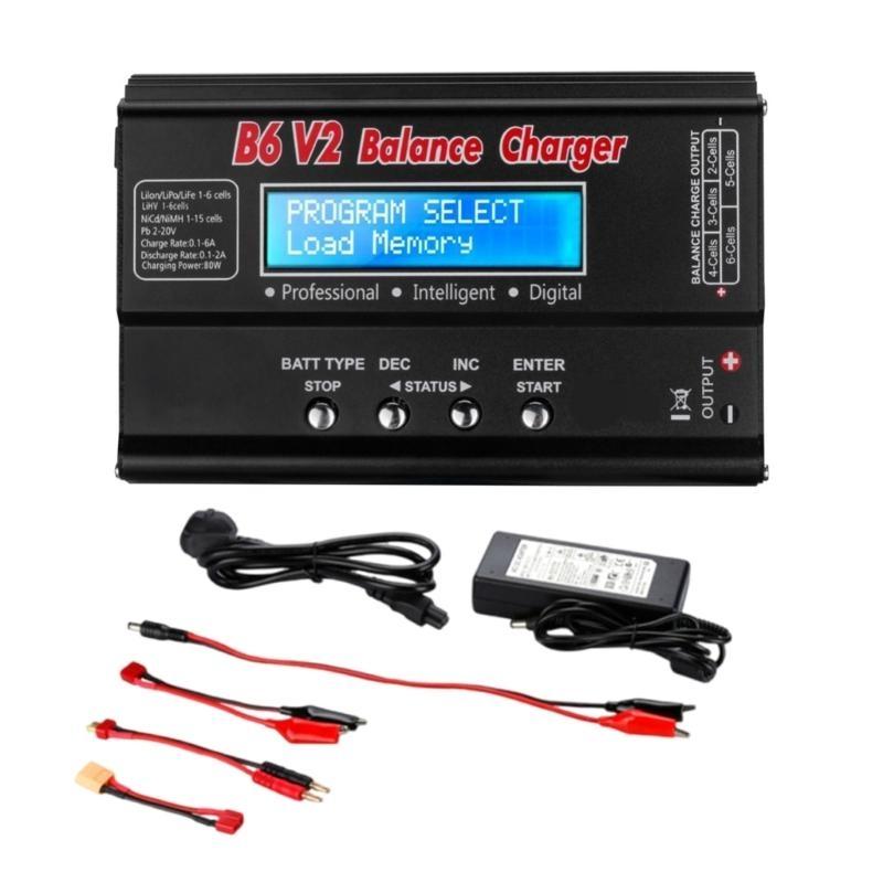 B6 Battery Balance Charger 80W 6A for 1-6S Batteries Compatibles NiCd NiMH and More Upgraded B6V2