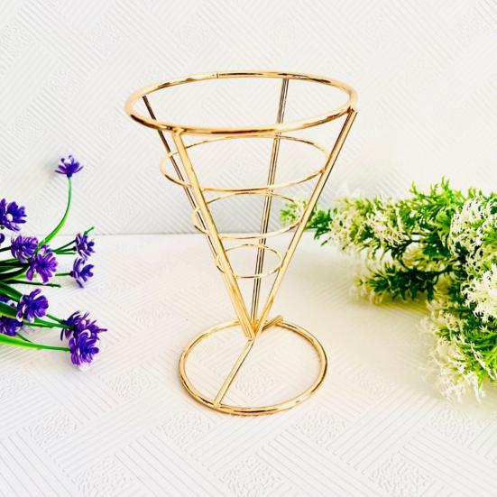 Ice Cream Cone Holders Stainless Steel French Fries Stands Food Cone Display
