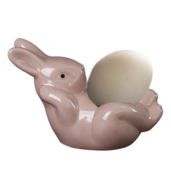 Подставка для яиц в виде лежащего кролика, керамическая подставка для яиц в виде кролика, пасхальное украшение, подставка для яиц всмятку, обеденный стол, сувениры для весенней домашней вечеринки
