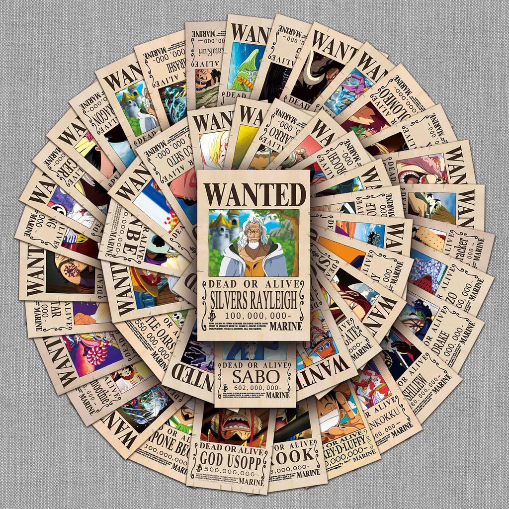 50 Наклеек с Постерами Розыска One Piece: Японское аниме граффити для бутылок с водой и чехлов для телефонов