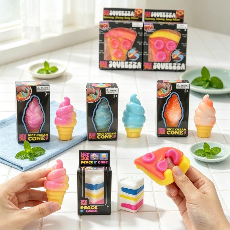 Needoh Мягкая игрушка Мороженое Торт Пицца Tpr Медленно поднимающаяся Снятие стресса Игрушка-антистресс Сенсорная СДВГ Взрослые Облегчение тревожности Отличная идея для подарка