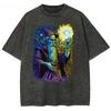 Fit American-style Halloween Happy Bear Wash Short-sleeved T-shirt New Anime Style Harajuku Loose Retro Pure Cotton Man