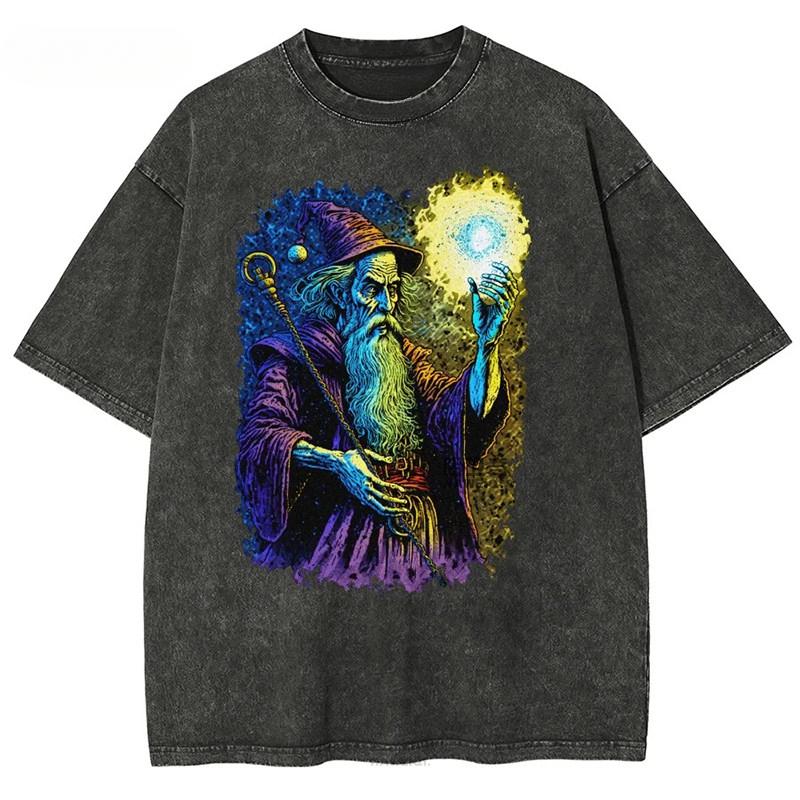 Fit American-style Halloween Happy Bear Wash Short-sleeved T-shirt New Anime Style Harajuku Loose Retro Pure Cotton Man