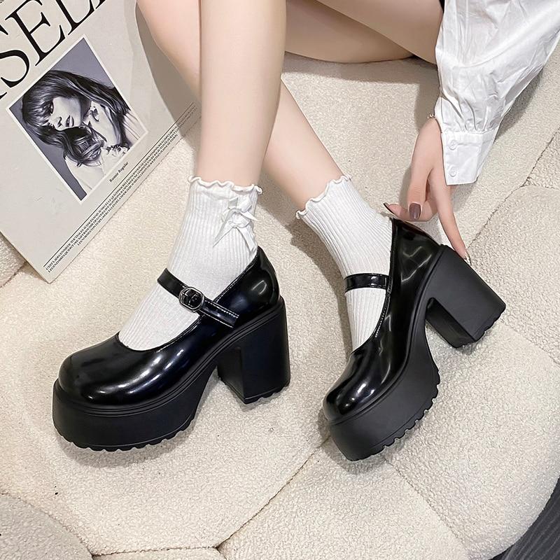 Women's Fashion Platform Pumps Super High Heels Buckle Strap Mary Jane Shoes Goth Party