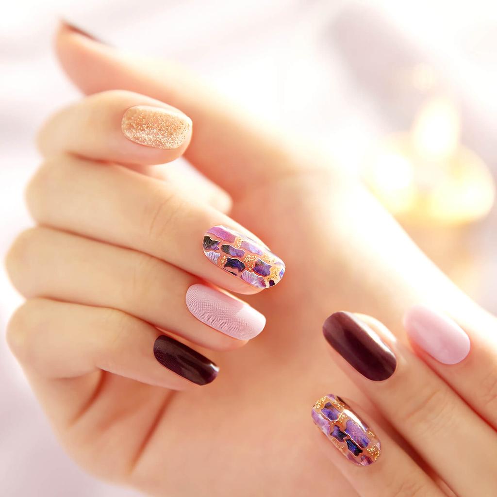 Гламурные наклейки для ногтей с ракушками и глиттером 24 шт. | Самоклеящиеся полоски, Смелый шик, Быстрый 5-минутный маникюр