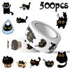 500 шт. Милые наклейки с черными котами, Креативные наклейки для граффити своими руками, Наклейки для телефона, бутылки для воды, багажа, Наградные декоративные наклейки для детей