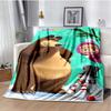 Girl and Bear on Purple Background Print Flannel Blanket, Kids Cartoon Throw Blanket