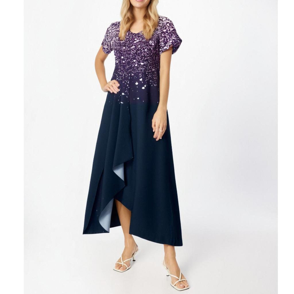 Женское свободное платье из шифона с V-образным вырезом и короткими рукавами в стиле пэчворк Платье из шифона в стиле пэчворк