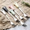 Cake Fork Cartoon Cat Claw Fork Novelty Smooth Edges Ceramic Handle Fork for Fruits Desserts Noodles
