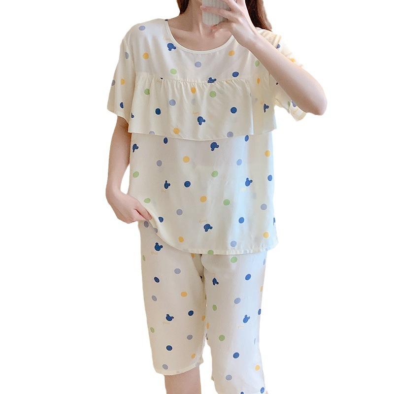 Anti-bumping cotton and silk pajamas women's summer Korean version of small fresh and cool loungewear Japanese students short-sleeved cotton