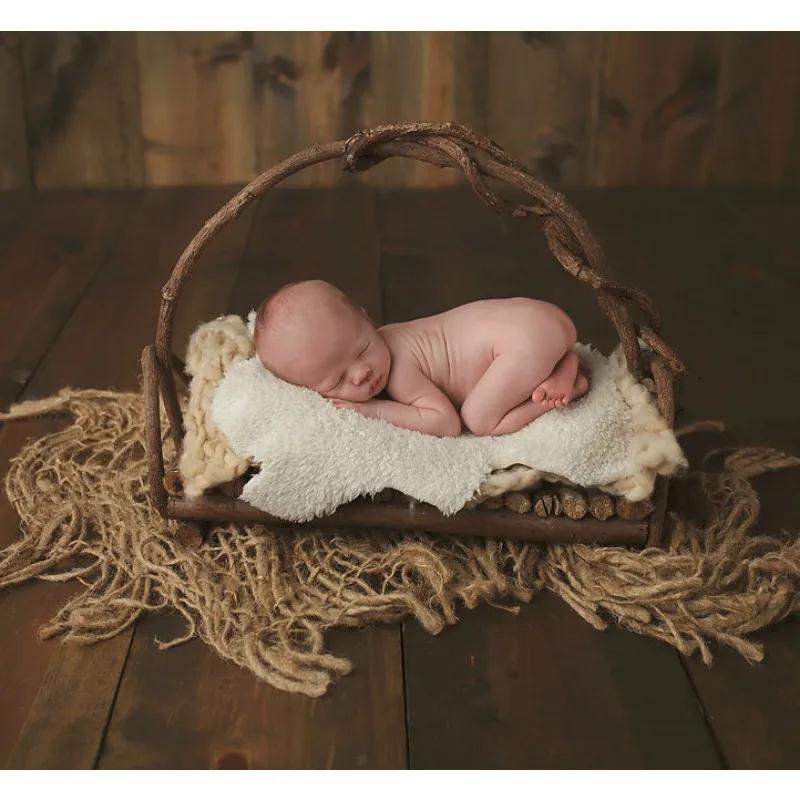 Ручная плетеная подставка-мат из льна, подушка, корзина 1 шт. 58*58 см, натуральное льняное одеяло, однотонный цвет, реквизит для студийной фотосъемки новорожденных