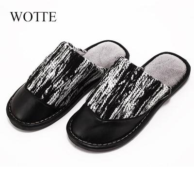 Модные зимние мужские тапочки, новые мужские кожаные туфли, домашние тапочки унисекс с плоским круглым носком, износостойкие модные туфли, мужские тапочки для дома