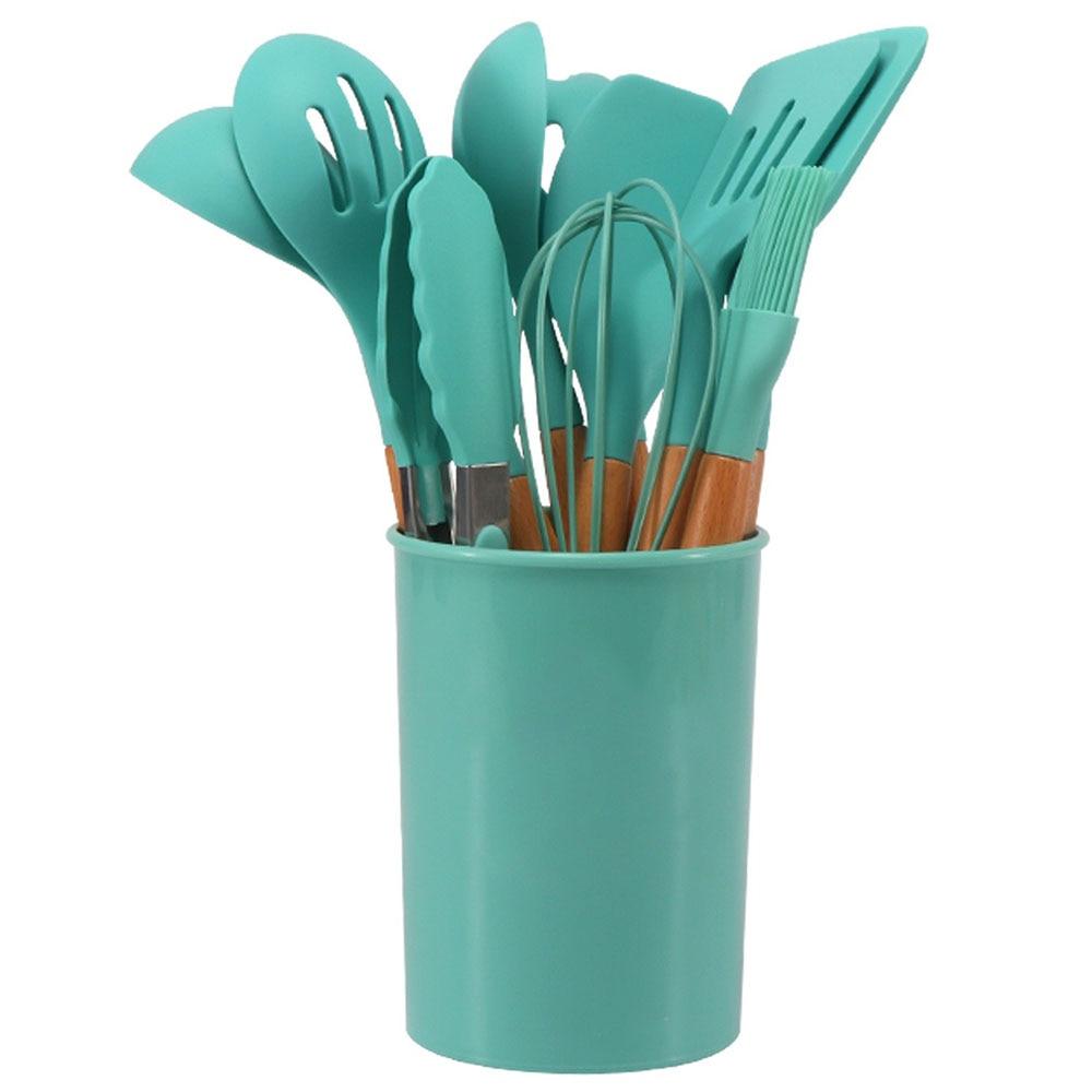 Silicone Kitchenware Non-stick Cookware Cooking Tool Spatula Ladle Egg Beaters Shovel Spoon Soup Kitchen Cookware Utensils Set