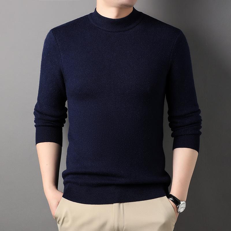 Spring and Autumn Men's Semi-high-necked Sweater Men's Casual Men's Sweater Bottoming Shirt Men's Long-sleeved Dad's Dress