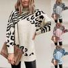 Fashion Women's Turtleneck Sweater Leopard Pattern Long Sweaters Blouse