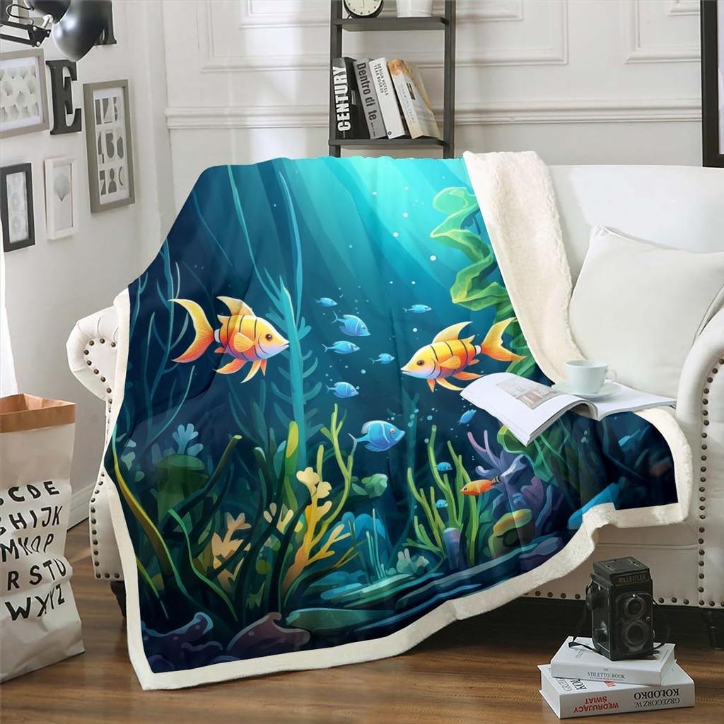 GUOYU Blanket Fox Fleece Blanket Twin Rainbow Cherry Blossoms Sherpa BlanketJapanese Style Blanket Oriental Ukiyoe Throw Blanket Kids Boys