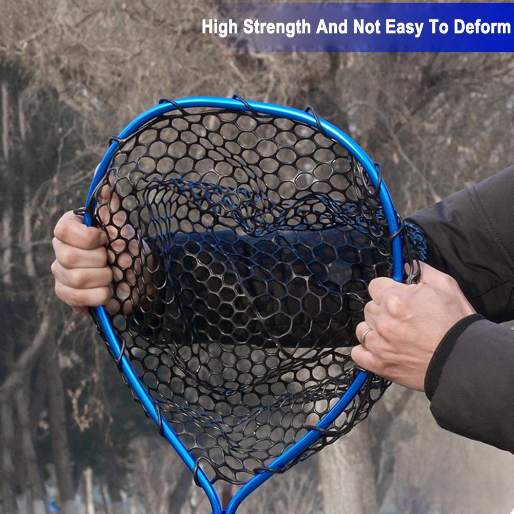 Aluminum Alloy Fishing Landing Net Trout Net Soft Rubber Mesh Fly Fishing Net with Carabiner Fishing Gifts for Men