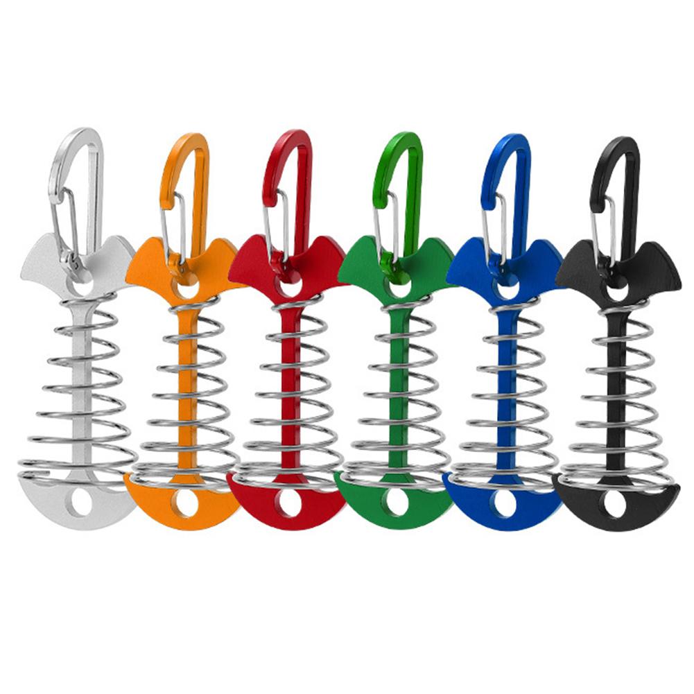 Wind Rope Buckle Portable Camping Deck Peg Tent Rope Buckle with Carabiner Camping Awning Tent Hooks Fixed Nail Outdoor Tools