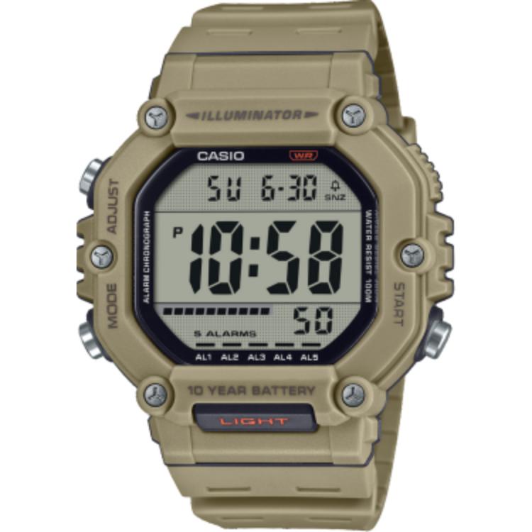 Casio ЦИФРОВЫЕ Часы на кварцевом механизме, водонепроницаемость 100 м, унисекс, серый циферблат AE-1600H-5AV