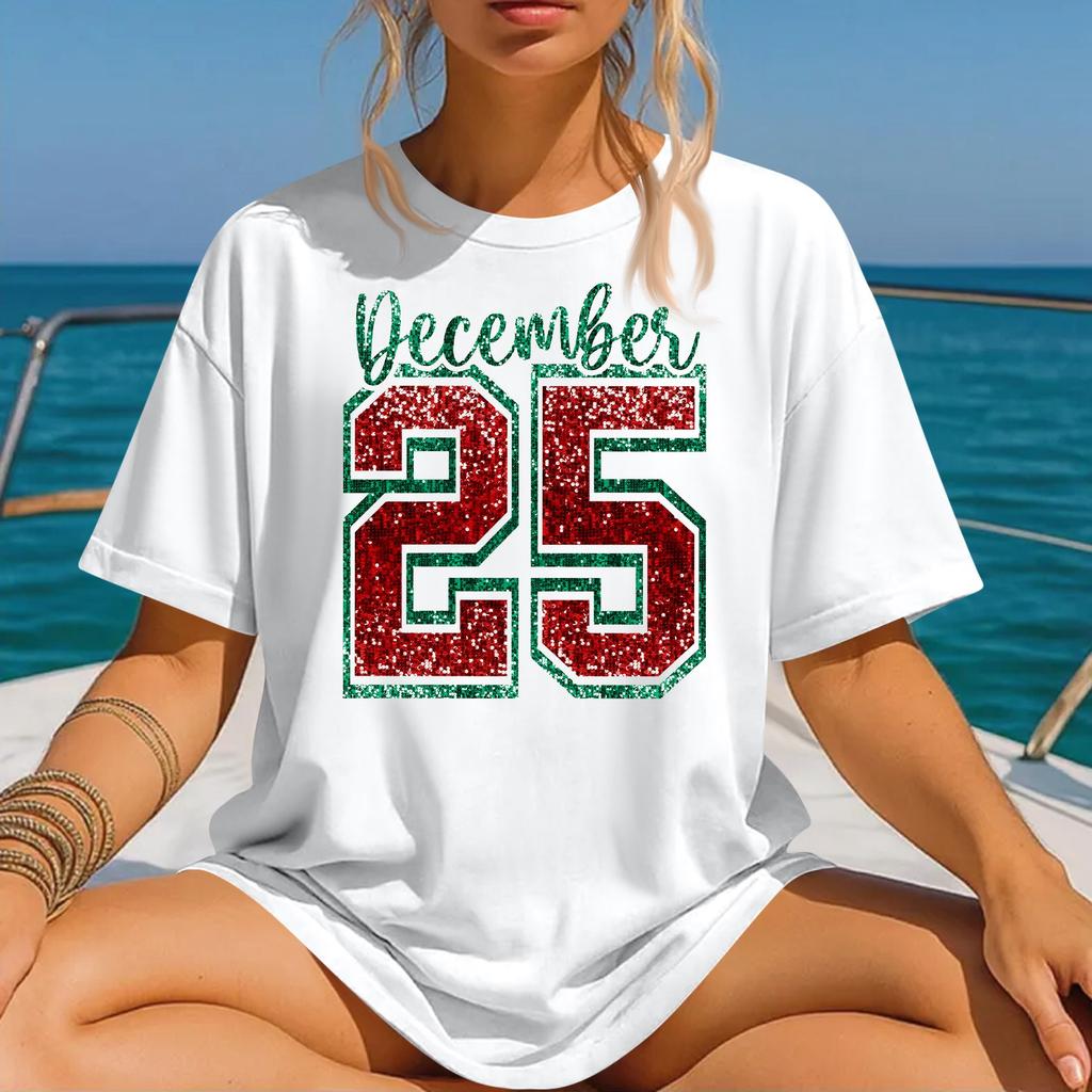 Women's Fashion Printed Round Neck Short Sleeve T-Shirt Pullover Top