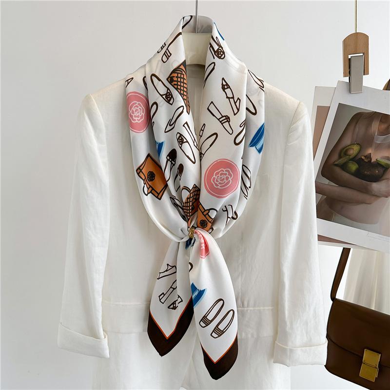 90cm Travel Sunscreen Versatile Large Square Scarf Shawl Headscarf Neck Protection Scarf Decoration For All Seasons