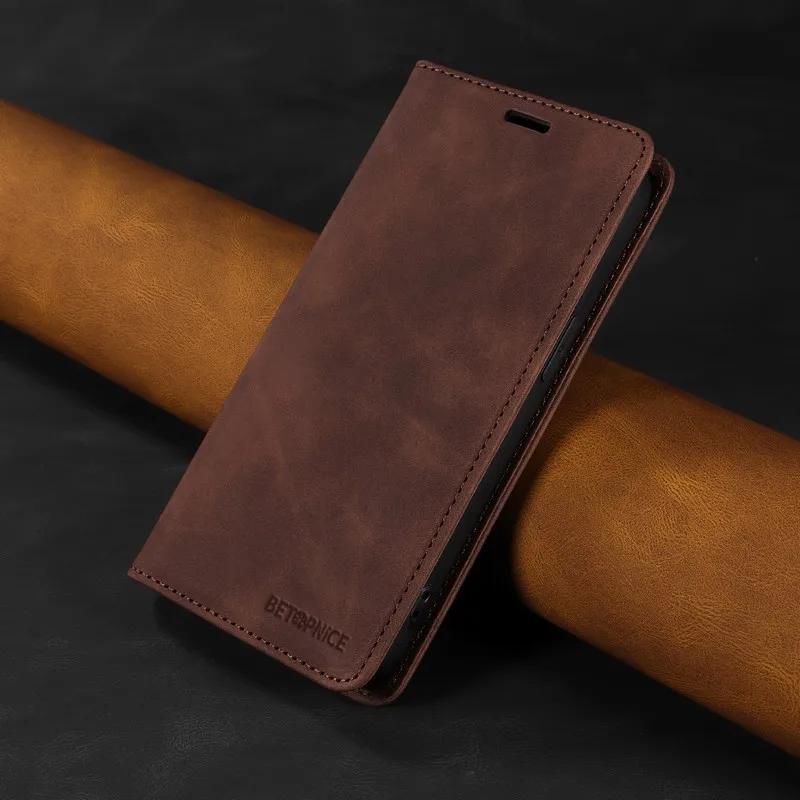 Чехол для iPhone 15 Pro Max Plus Магнитный флип-кошелек из матовой кожи с защитой от радиочастотной идентификации Роскошная сумка для телефона для iPhone 15 Pro Max