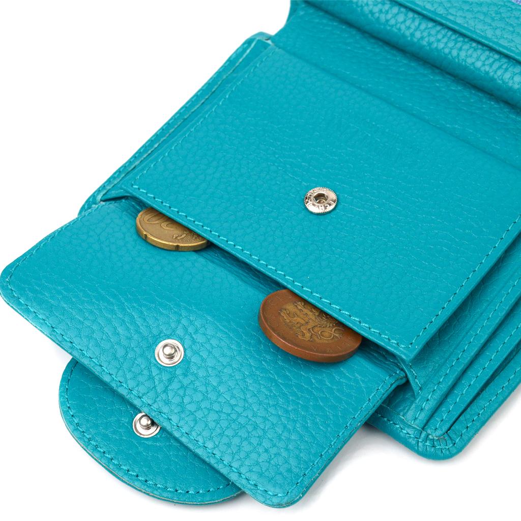 Яркий вертикальный женский кошек из натуральной кожи CANPELLINI Wallet 21678 Бирюзовый