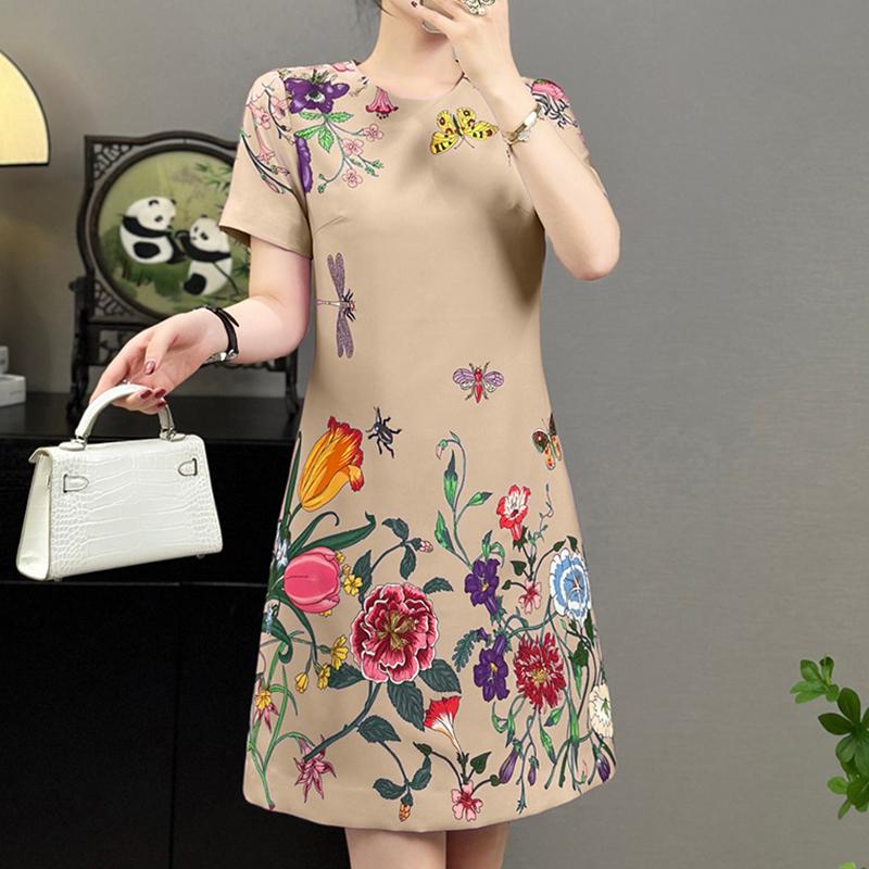 ZANZEA Женское повседневное летнее платье с круглым вырезом и коротким рукавом с принтом