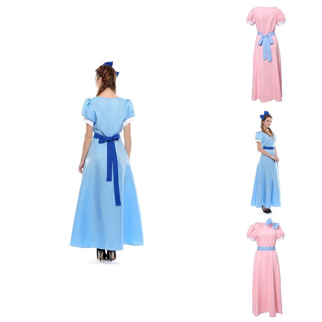 Восхитительное синее длинное платье, сказочный костюм Питера Пэна и Венди Дарлинг для взрослых
