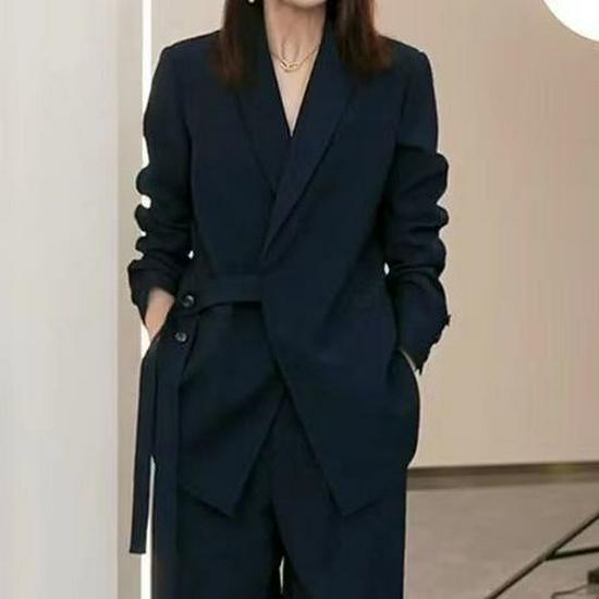 Стиль золовки 2024: Комплект из двух предметов: брюки палаццо свободного кроя больших размеров для женщин - Весна и Осень