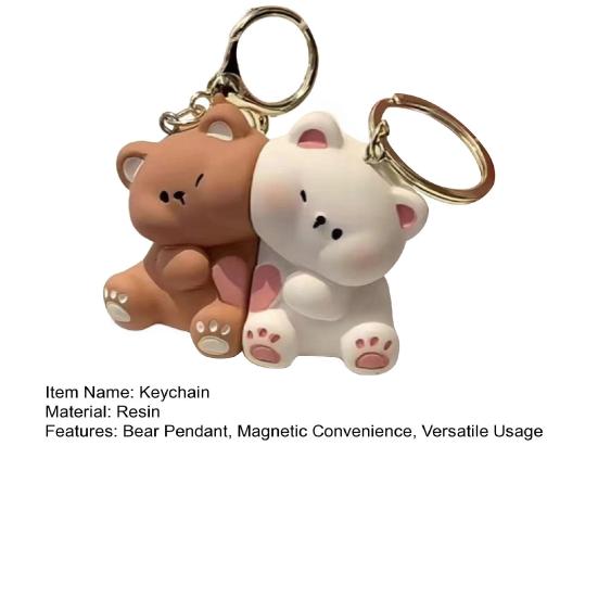 1 пара парных брелоков с подвеской в виде мультяшного медвежьего объятия, брелок с магнитным дизайном, украшение для сумки, подарок на день рождения
