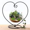 Black Heart-Shaped Iron Hanging Plant Glass Vase Terrarium Stand Holder