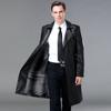 Новая мужская длинная кожаная куртка, ветровка из замши и овчины для среднего возраста, теплая куртка
