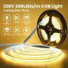220V COB LED Strip Light No Need Driver 240LEDs/m 5m 10m 15m 20m Linear Light Tape Red/Blue/Green/Pink/White For Home Lighting