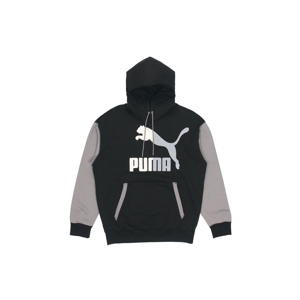 Puma Color Block Hooded Sweatshirt Men Tops Black 530709-01