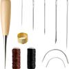 Набор для ремонта кожи 11 предметов Швейные инструменты Вощеная кожаная нить и иглы для обивки Шитье Тканевые инструменты для диванов, ковров и шитья кожи