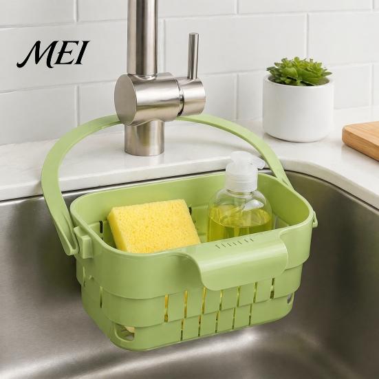 Portable Sink Drainer for Noodles Kitchen Hanging Drain Basket, with Quick Drying Holes, Foldable Organizer Sponges Space Saving Food Residue Catcher,