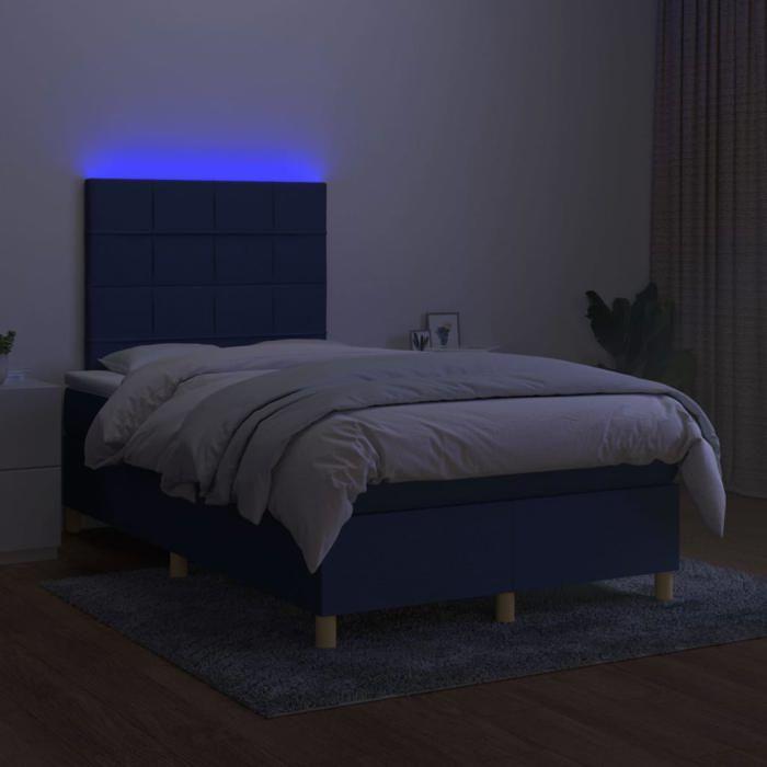 Maison Exclusive - Sommier à lattes de lit et matelas et LED Bleu 120x200 cm Tissu